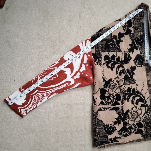 Anthropologie Lola cocoon cardigan sweater contrast print  XS/S black beige rust - Picture 11 of 16